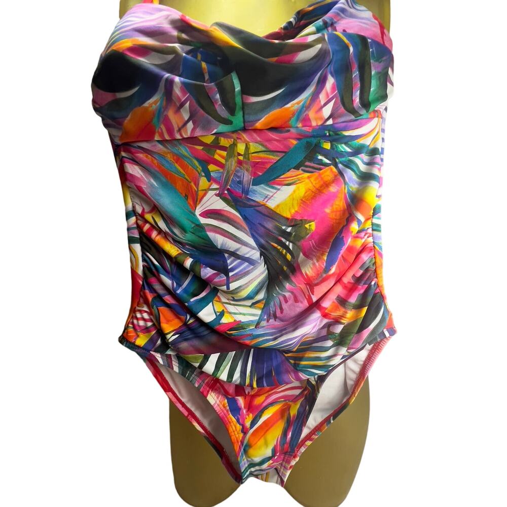 Lauren Ralph Lauren Beachy Palm Tropical Floral Tummy Control Swimsuit Size 4